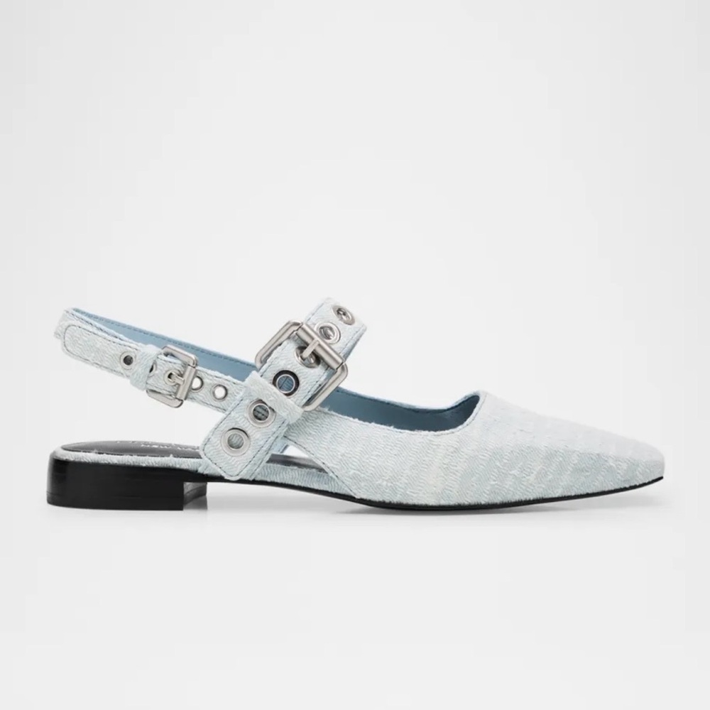 rag & bone Black Moto Astra Slingback Flats